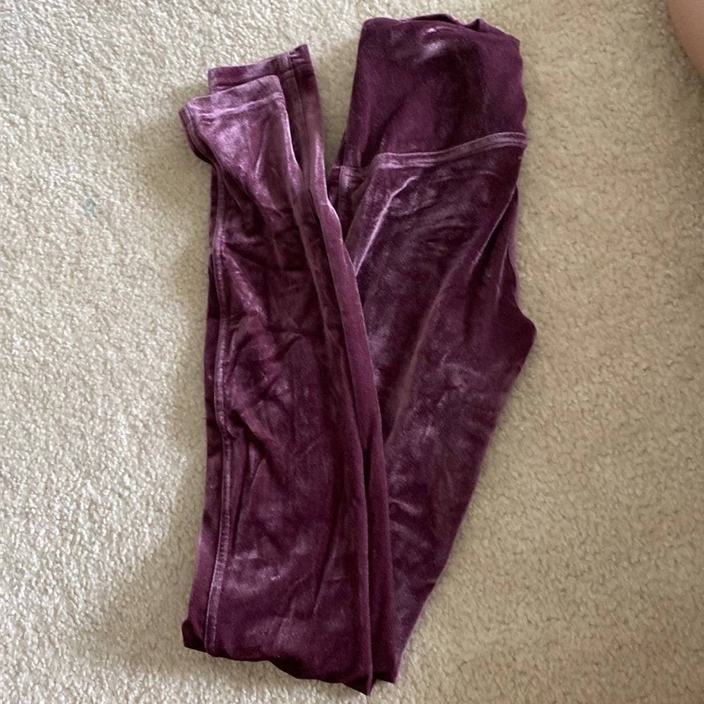 Purple velvet wunder under Lululemon leggings size 2